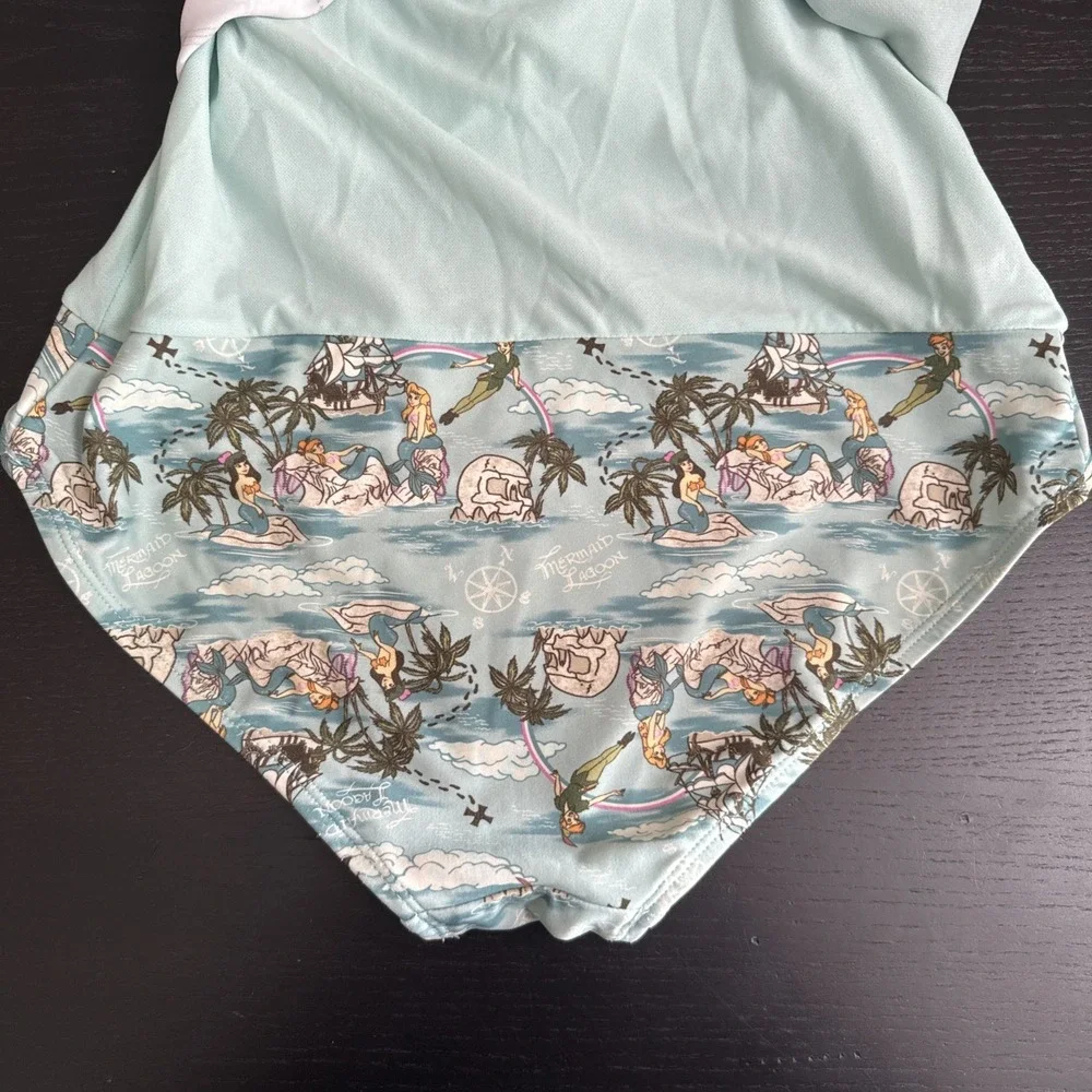 DISNEY Peter Pan Mermaid Lagoon Swimsuit Swim Dress Woman's Size S Padded Ruched